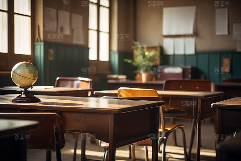 教室课桌椅学校校园素材