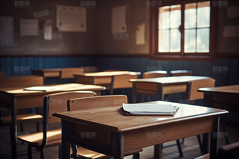 教室课桌椅教学学校素材