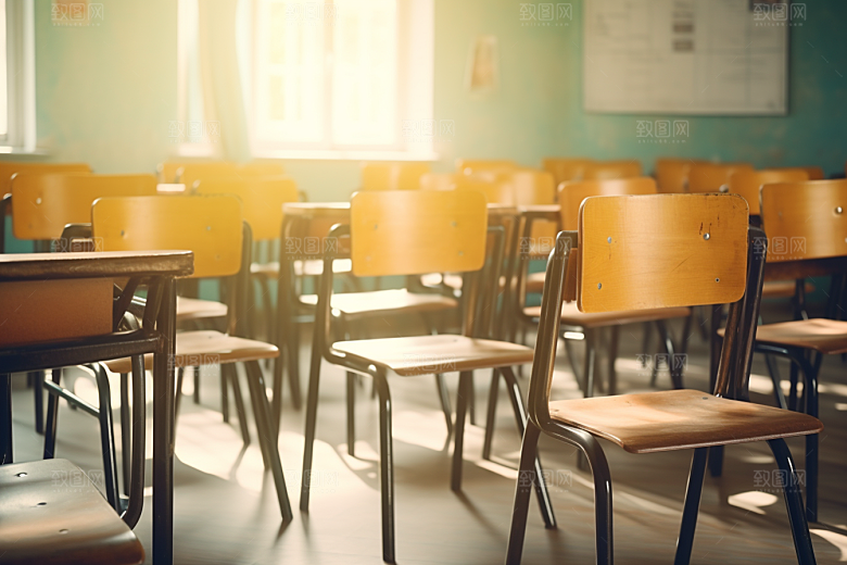 教室课桌椅学习学校素材