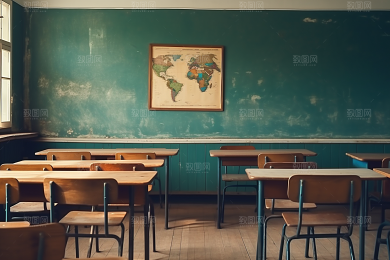 教室课桌椅学习高清素材