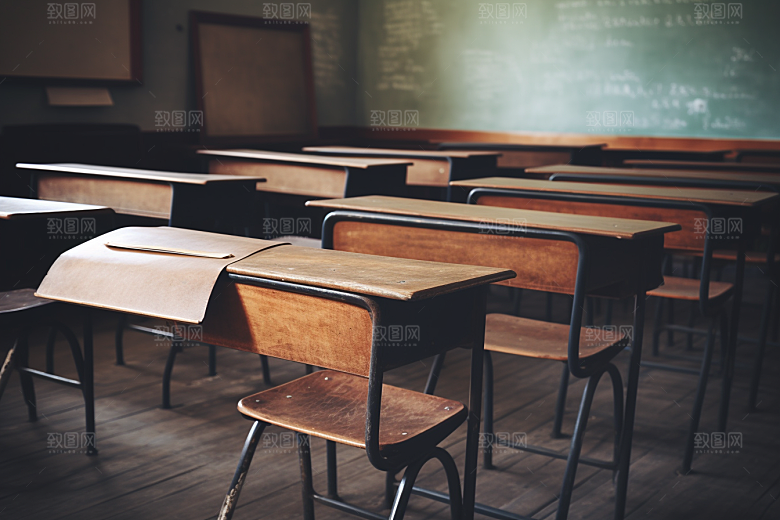 教室课桌椅开学季校园素材