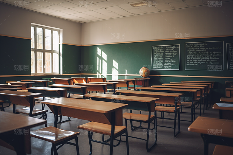 教室课桌椅学校开学季素材