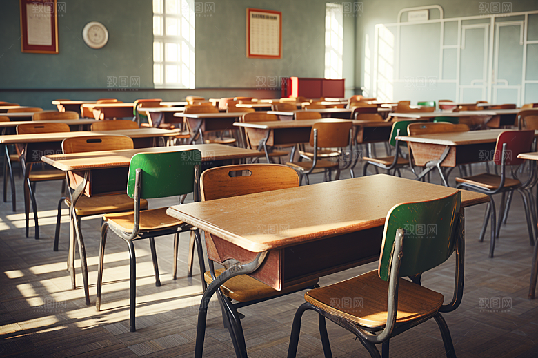 教室课桌椅高清教学素材