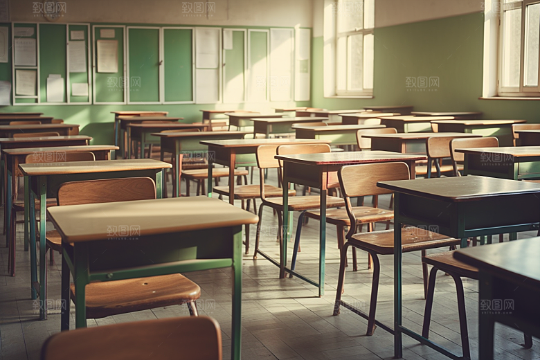 教室课桌椅高清教学素材