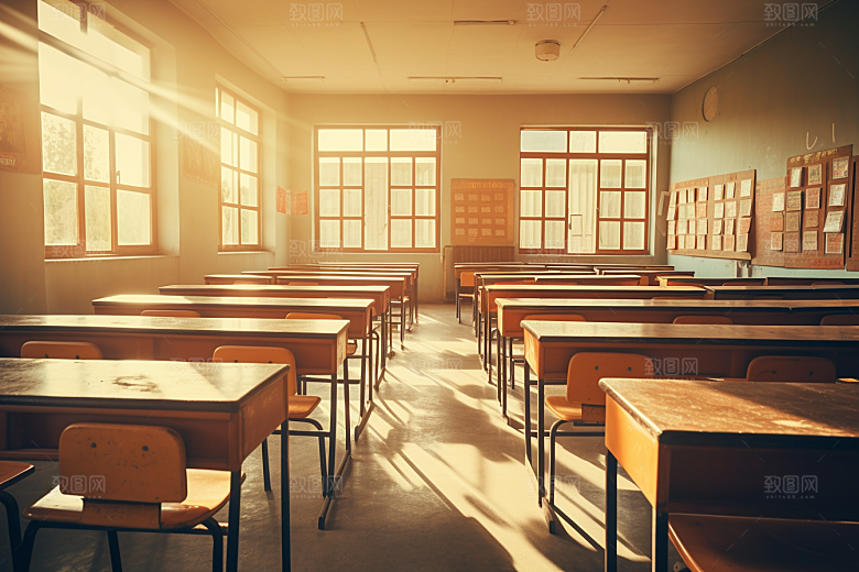 教室课桌椅校园学校素材
