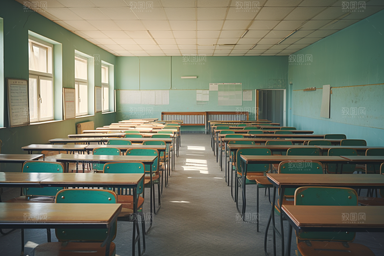 教室课桌椅校园学校素材