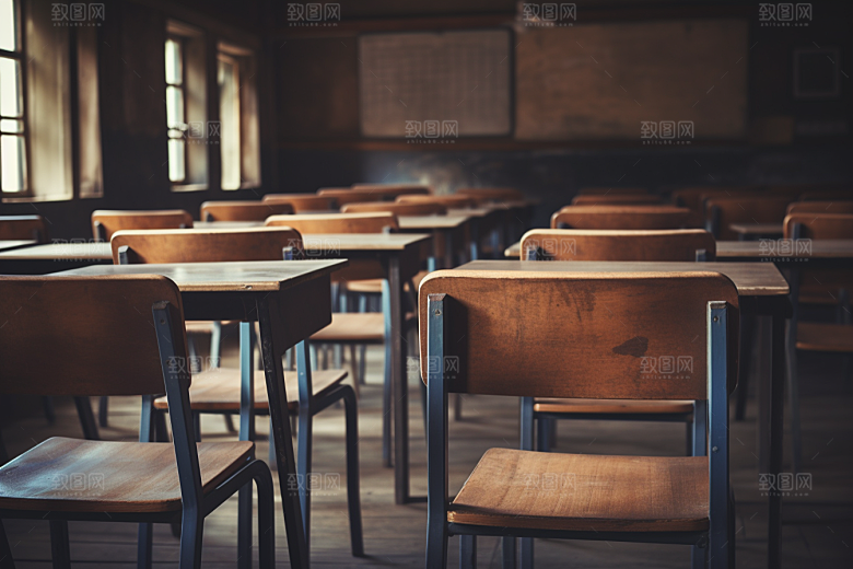 教室课桌椅开学季上课素材
