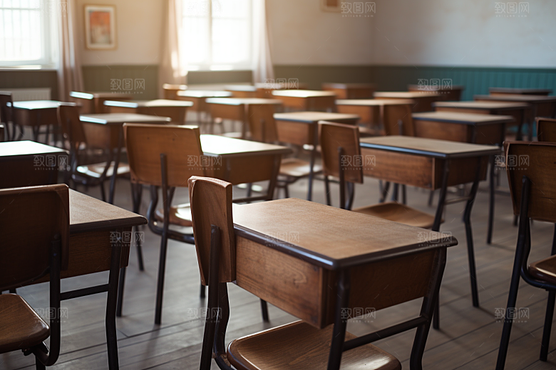 教室课桌椅教学校园素材