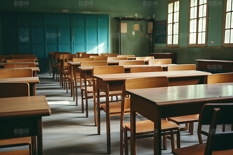 教室课桌椅校园学校素材
