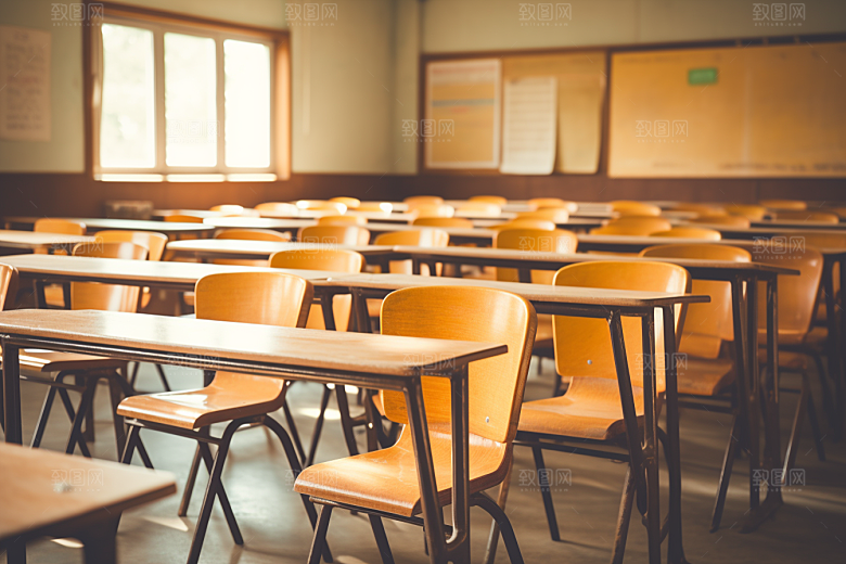 教室课桌椅开学季学校素材