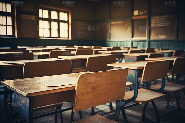 教室课桌椅学校教学素材