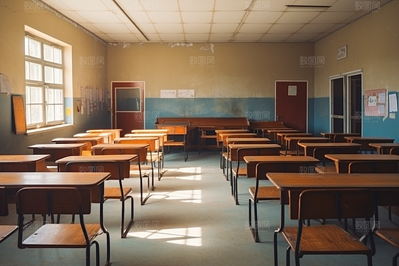 教室课桌椅开学季教学素材