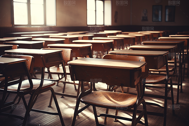 教室课桌椅教学学校素材