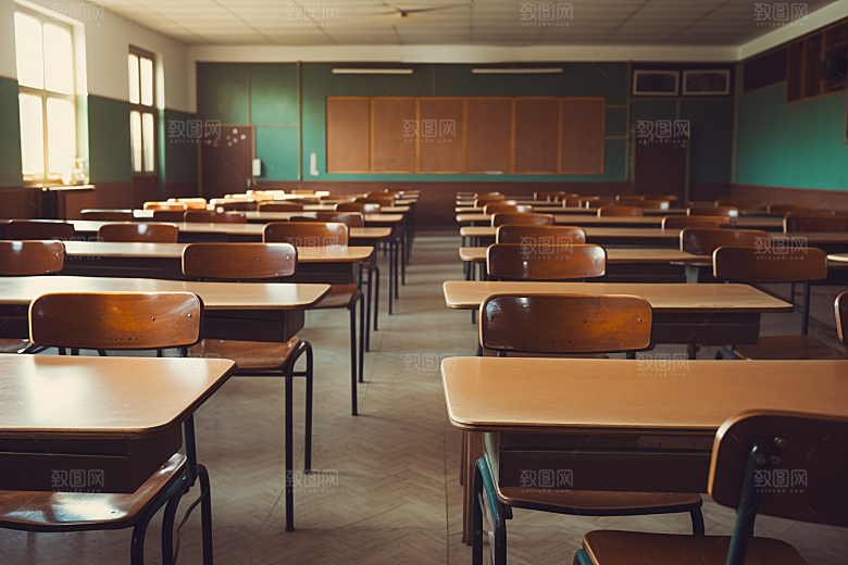 教室课桌椅教学学校素材
