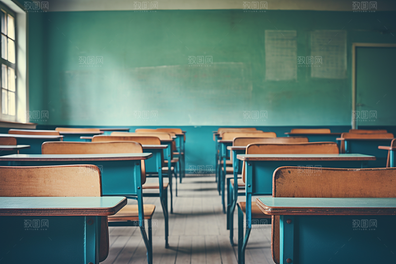 教室课桌椅学校教学素材