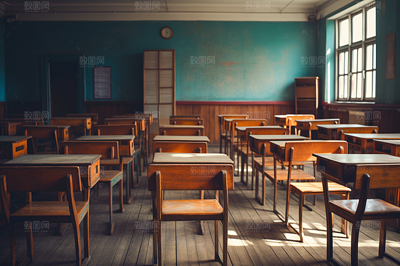 教室课桌椅开学季教学素材