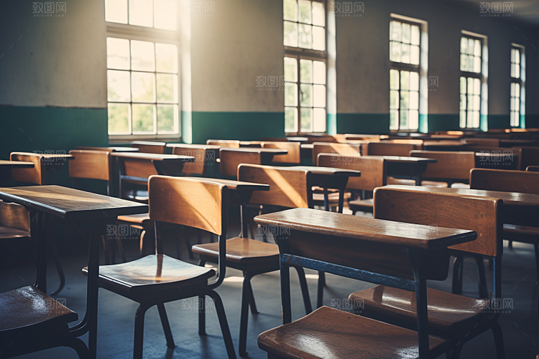 教室课桌椅校园开学季素材