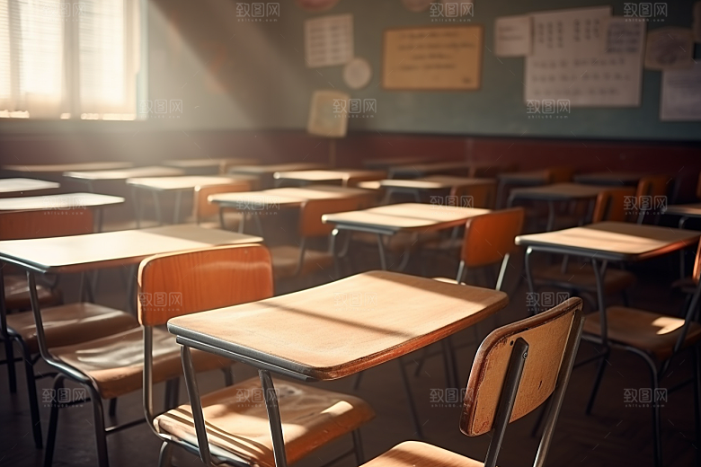 教室课桌椅上课开学季素材