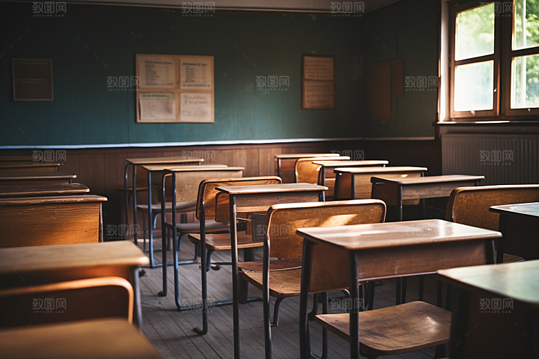 教室课桌椅开学季学校素材