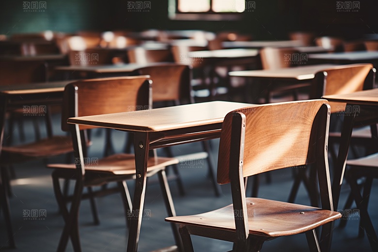 教室课桌椅教学开学季素材