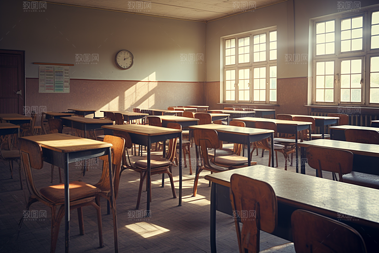 教室课桌椅开学季学习素材