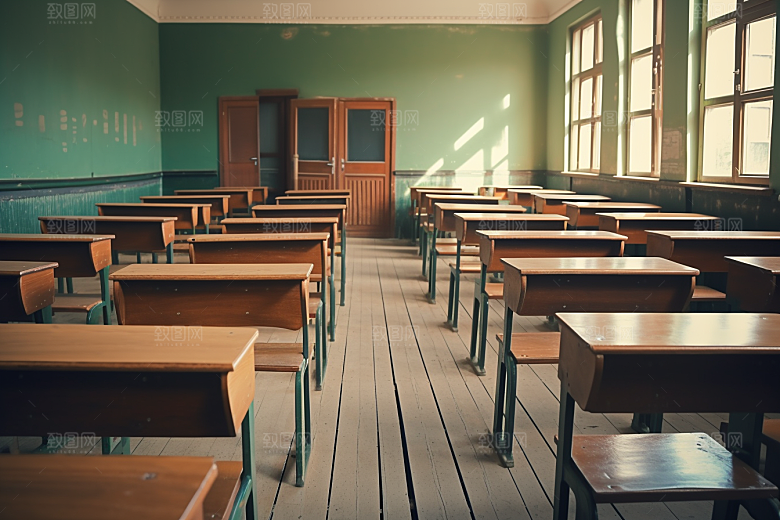 教室课桌椅学习高清素材