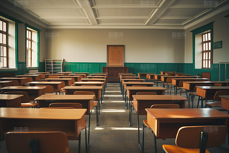 教室课桌椅上课学习素材