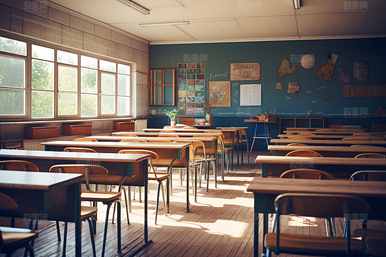 教室课桌椅学校课堂素材