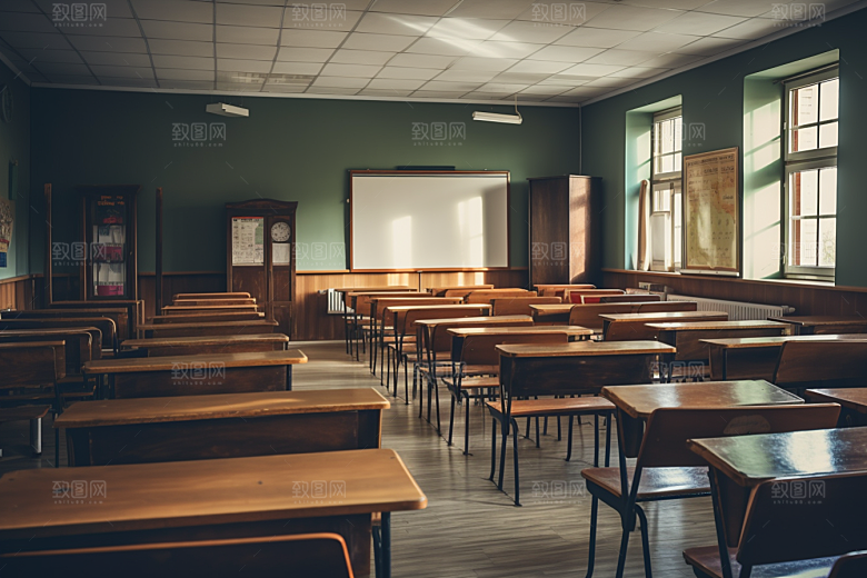 教室课桌椅高清学习素材