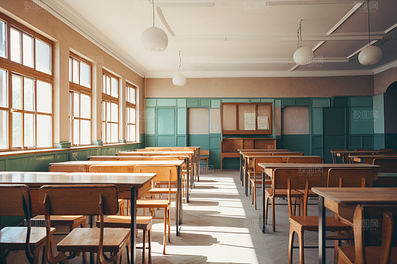 教室课桌椅学校校园素材