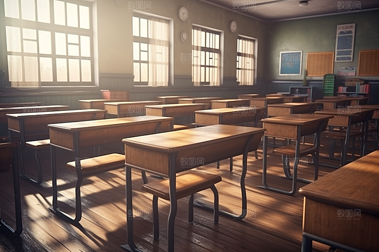 教室课桌椅高清学校素材