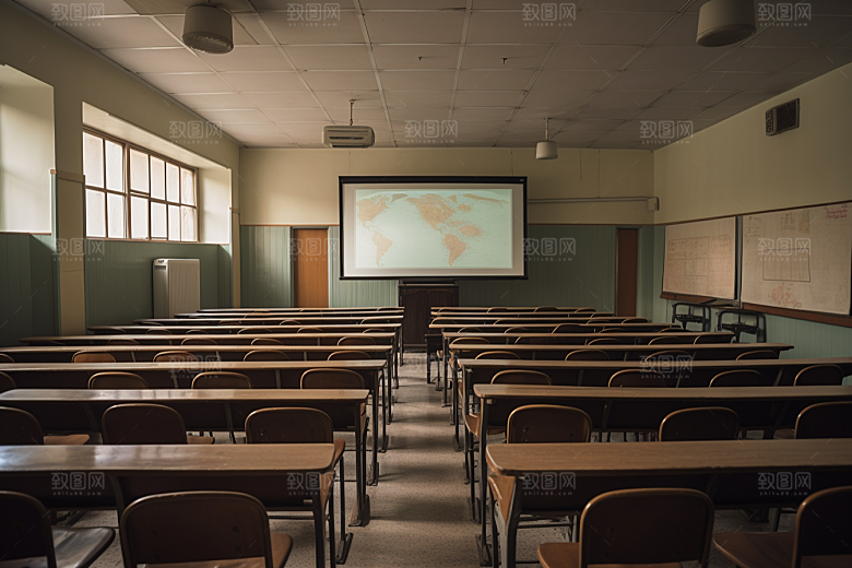 教室课桌椅开学季学校素材