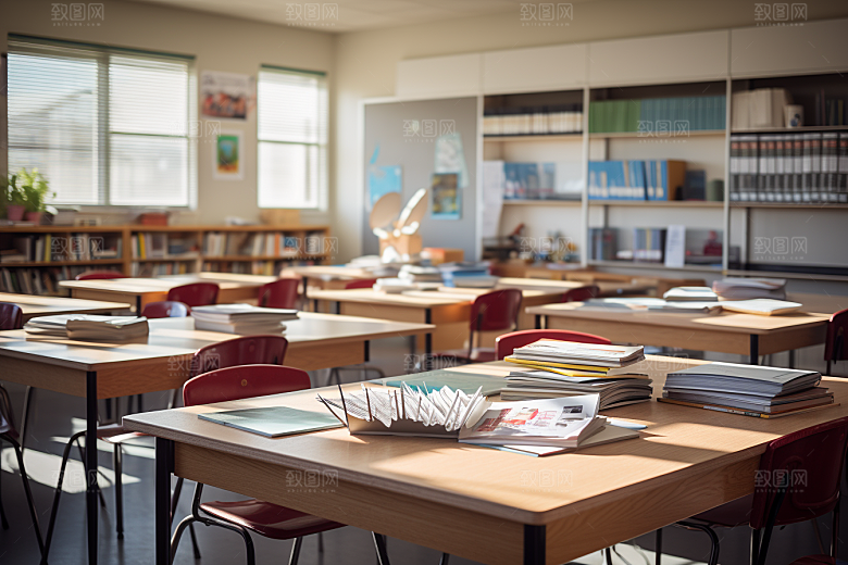 教室课桌椅教学学校素材