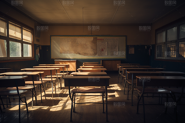 教室课桌椅开学季学校素材