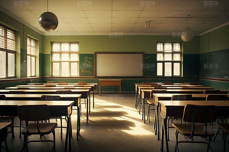 教室课桌椅高清教学素材