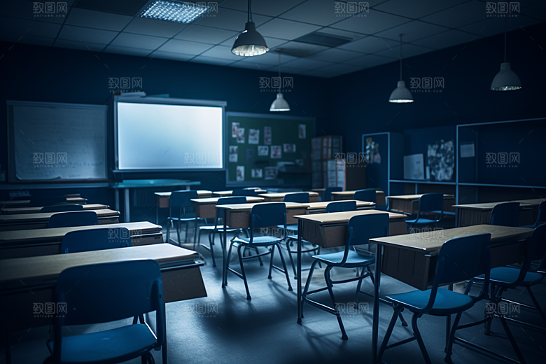 教室课桌椅开学季校园素材
