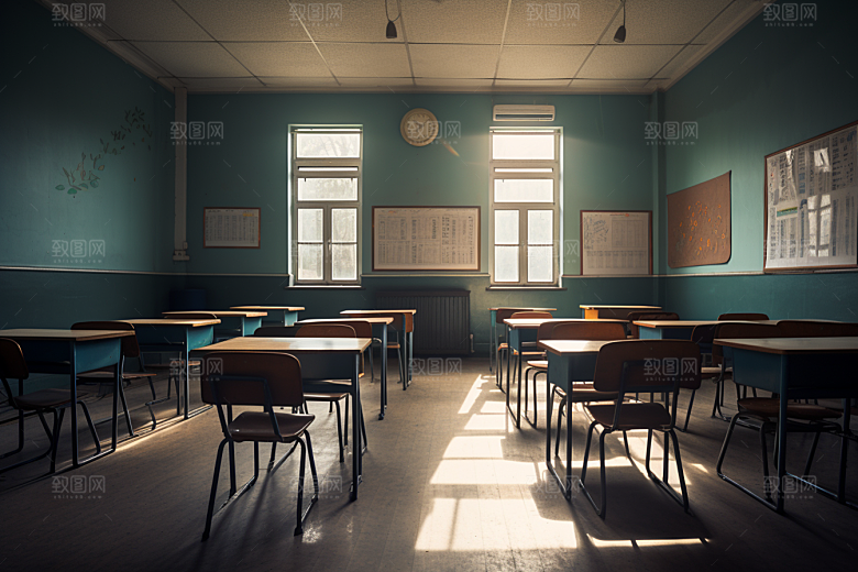 教室课桌椅教学学习素材