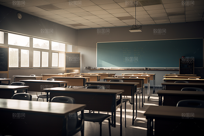 教室课桌椅教学课堂素材