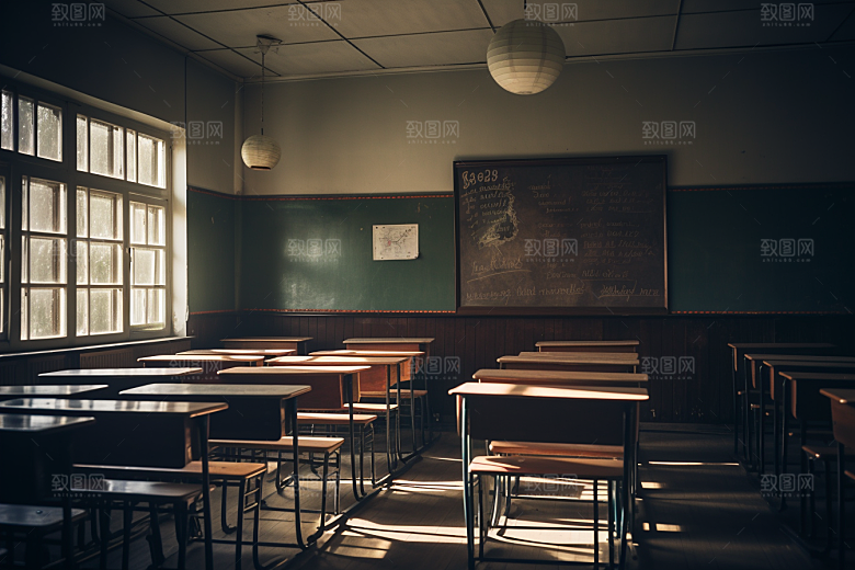 教室课桌椅课堂学习素材