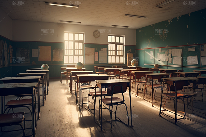 教室课桌椅开学季学习素材