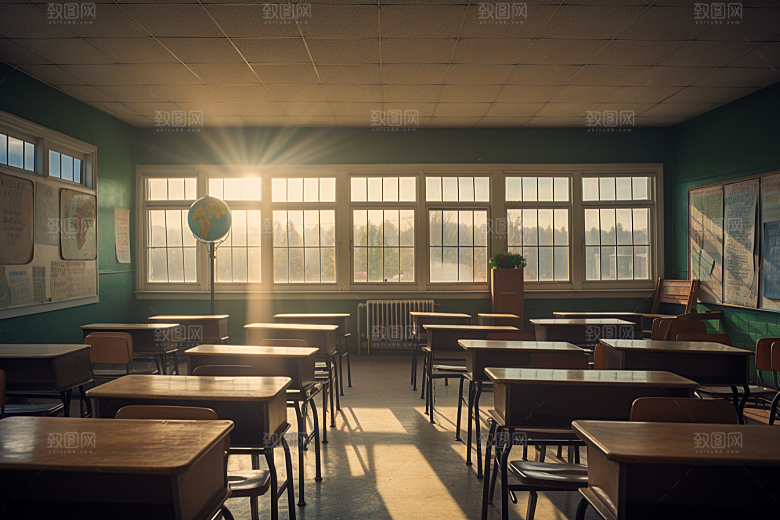 教室课桌椅校园学校素材