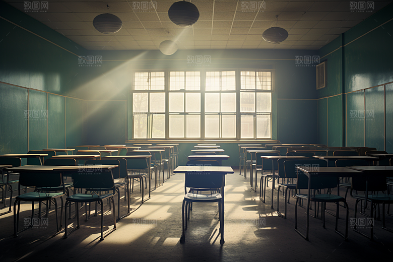 教室课桌椅学校校园素材