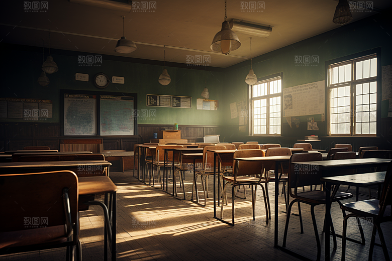 教室课桌椅校园教学素材