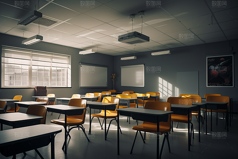 教室课桌椅高清教学素材
