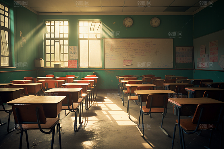 教室课桌椅学习学校素材