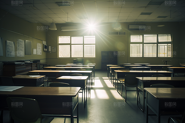 教室课桌椅学习开学季素材