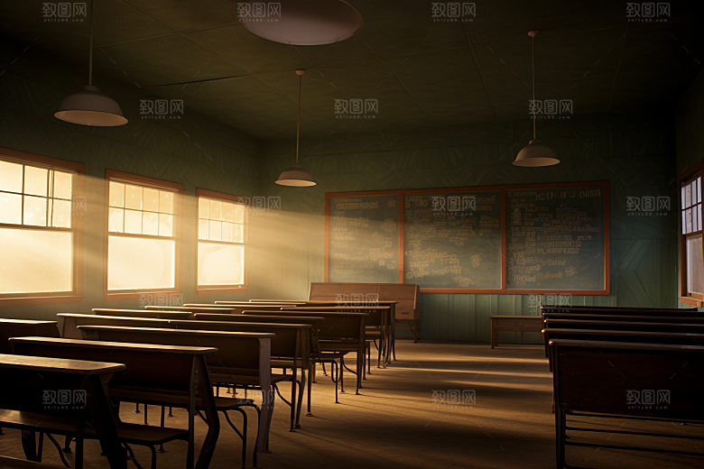 教室课桌椅开学季学习素材