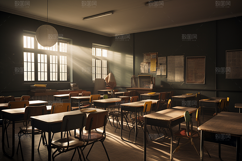 教室课桌椅开学季学习素材