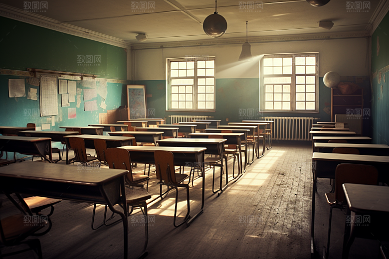 教室课桌椅校园教学素材
