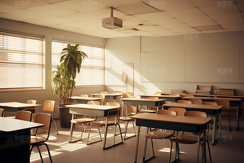 教室课桌椅学校课堂素材